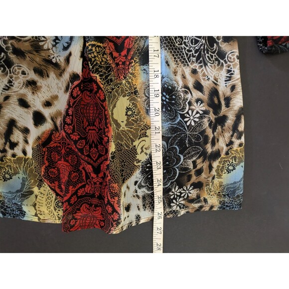 Alberto Makali Sheer Top Women's LG Abstract Floral Bishop Sleeves - Picture 7 of 7